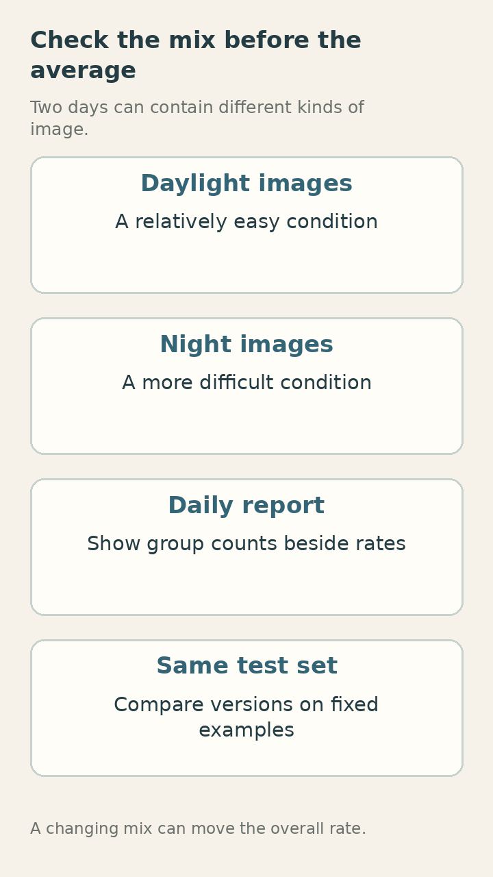Check the image mix before interpreting an overall change.