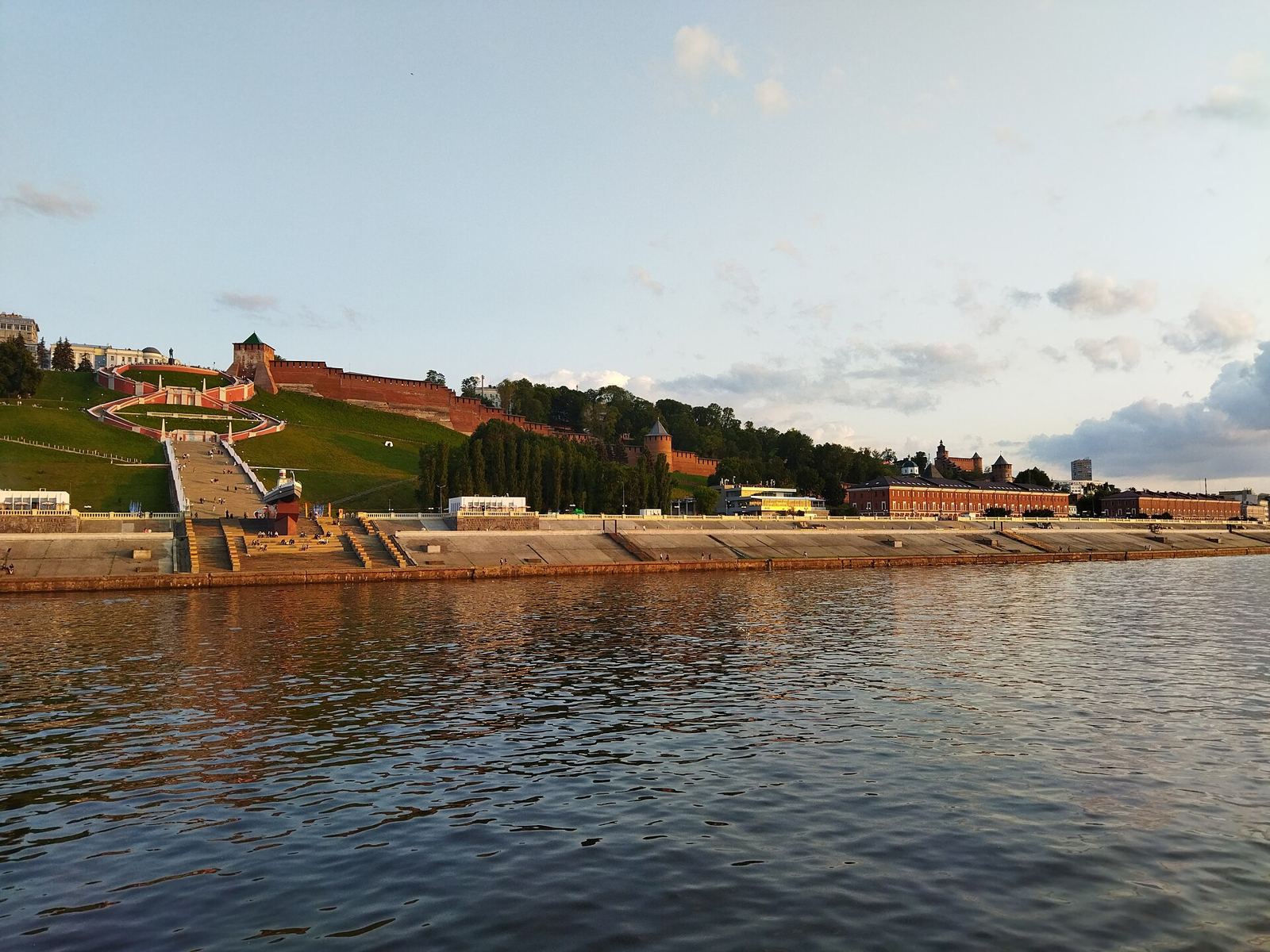 Nizhny Novgorod above the river. I remember the walk back uphill more clearly than the number of steps.